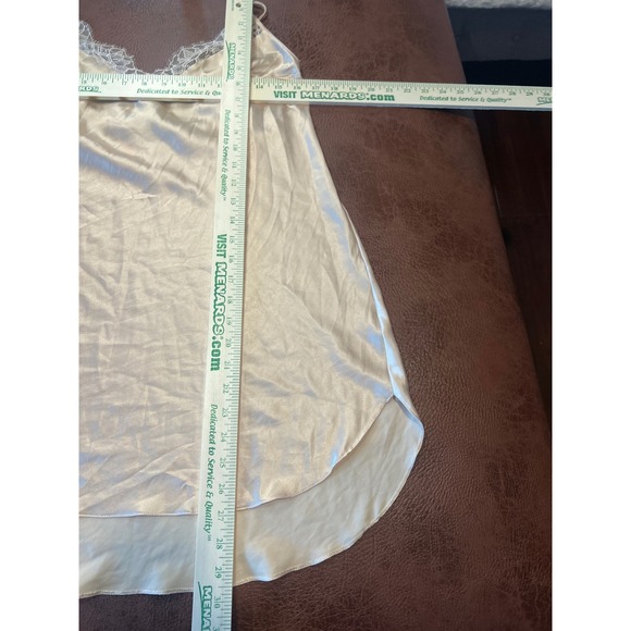 Victoria's Secret Satin Lace Trim Slip Chemise Nightgown L G Ivory - Picture 4 of 5